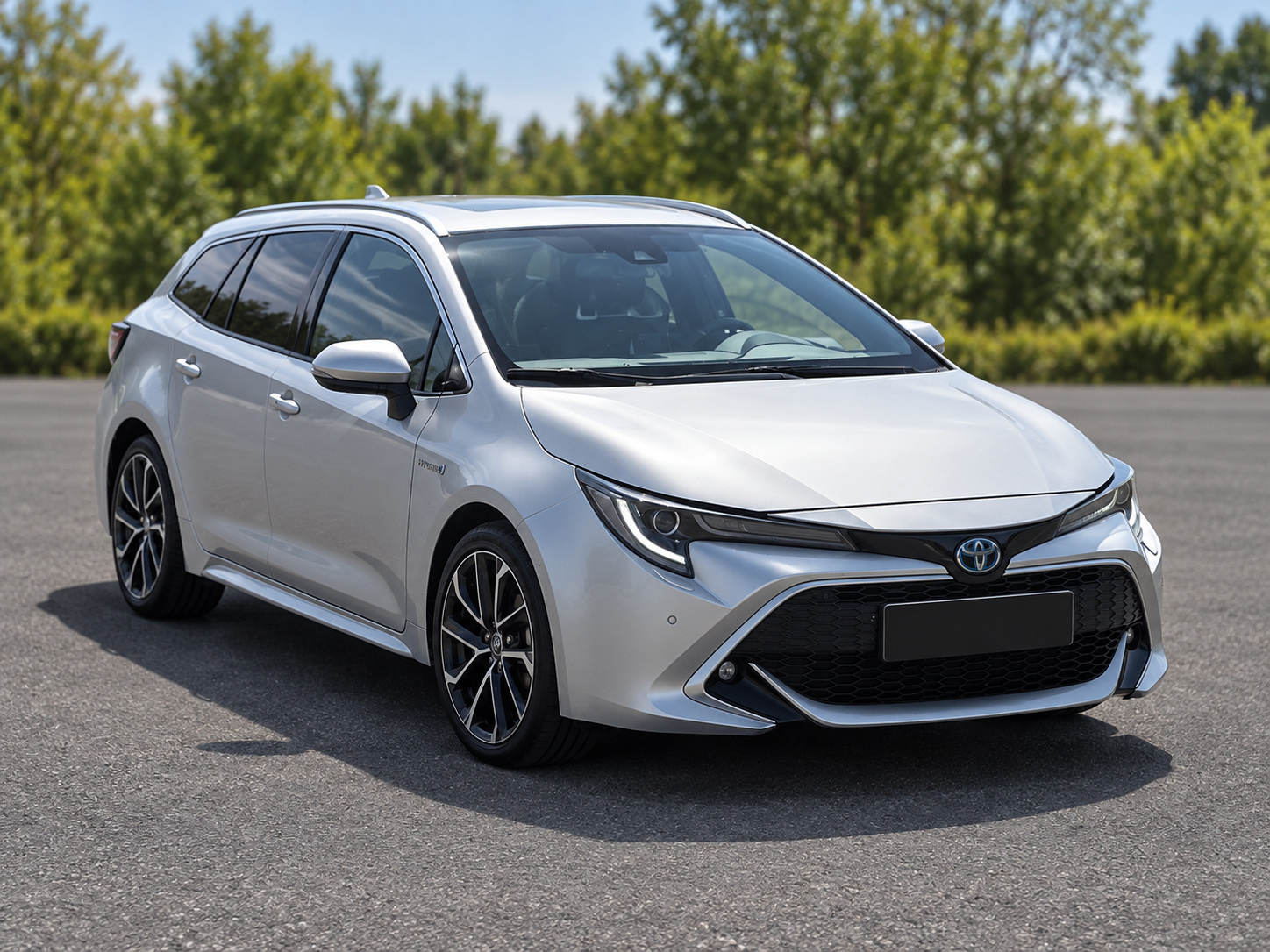 Серебристая Toyota Corolla Touring Sports Hybrid